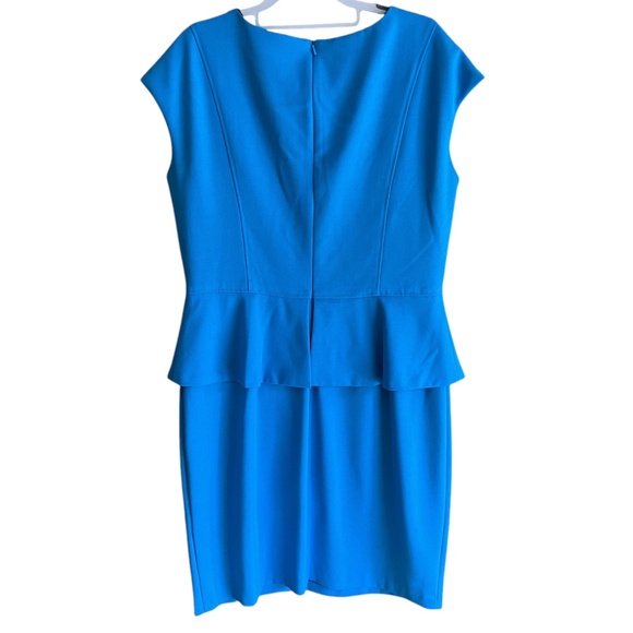 Vintage Donna Rico NY Blue dress w Flattering Peplum Brown Paisley Lining 14 - Picture 4 of 11